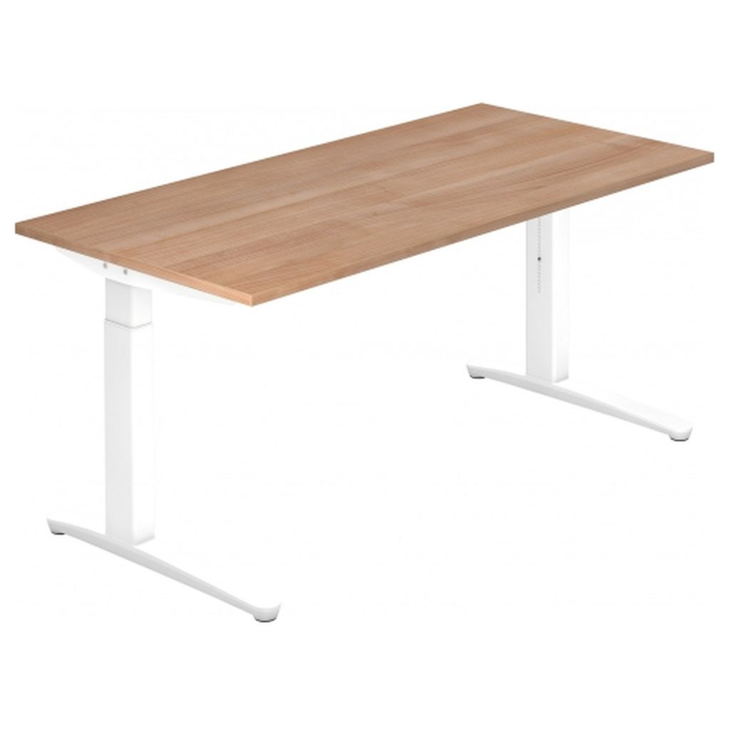 Schreibtisch C-Fuß 160x80cm Nussbaum/Weiß
