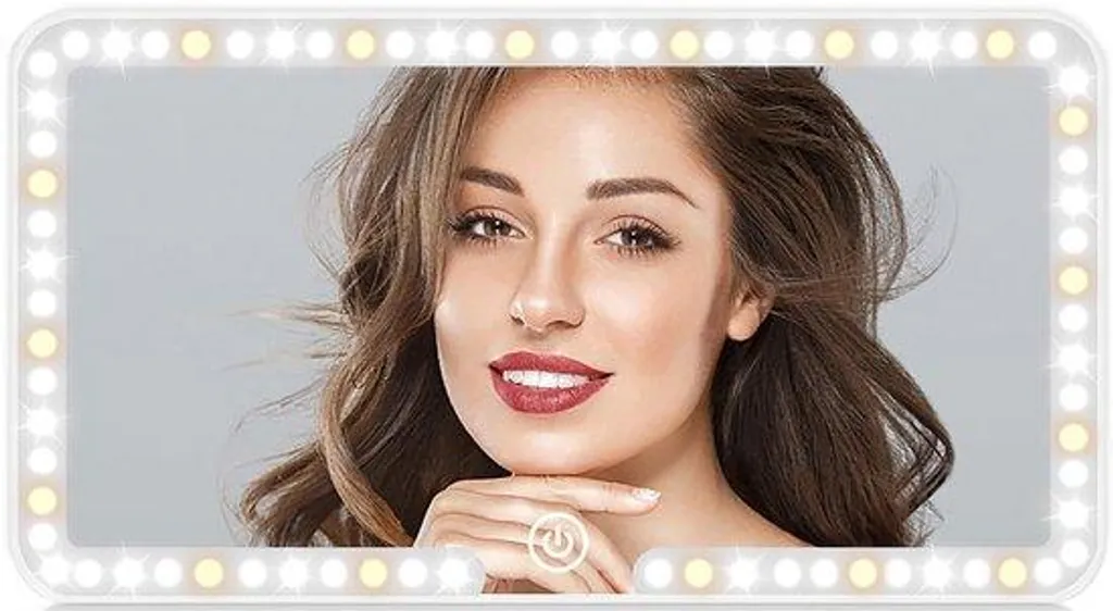 Miroir cosmétique LED pour pare-soleil de voiture blanc avec port USB