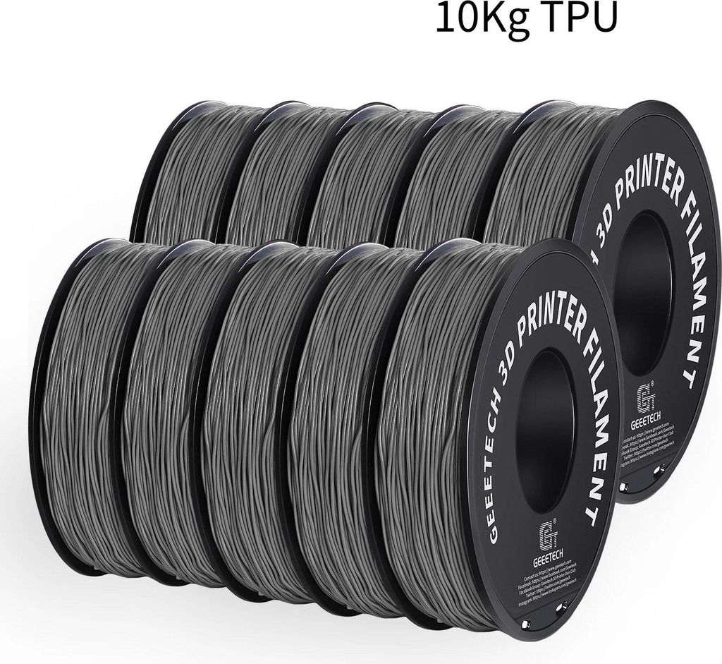 3D-Drucker Filament - TPU - 1,75 mm Durchmesser - Shore 95A - 1 kg Spule - Flexibel - Ungiftig - Grau