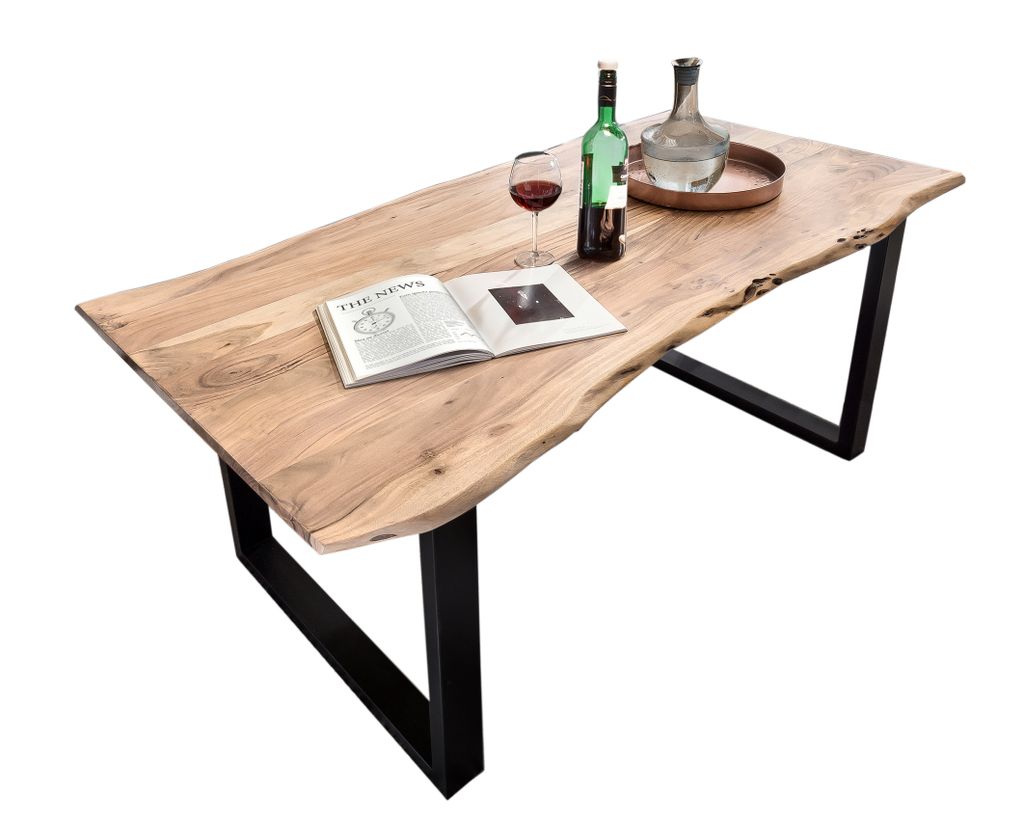 2 schwarze Tischbeine in U-Form Industrie-NUR für unsere Baumstamm Tischplatten