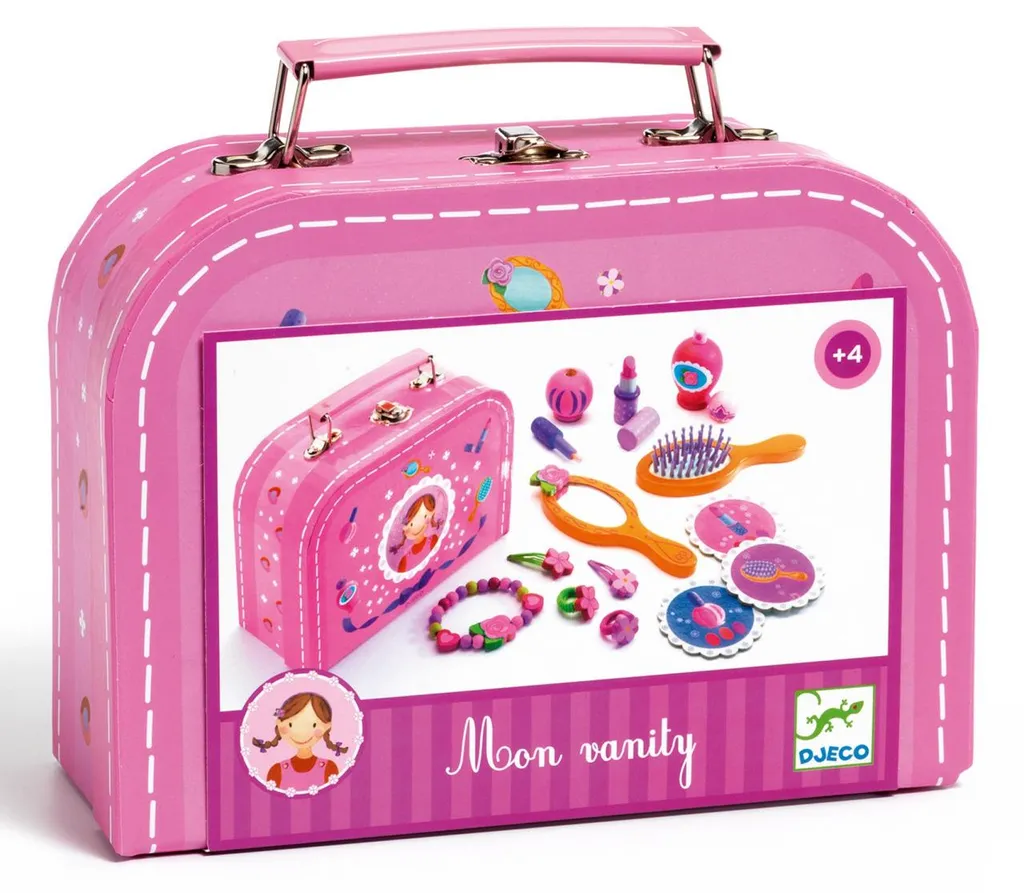Jeu d'imitation coiffeuse et maquillage : Kit de beauté Djeco rose