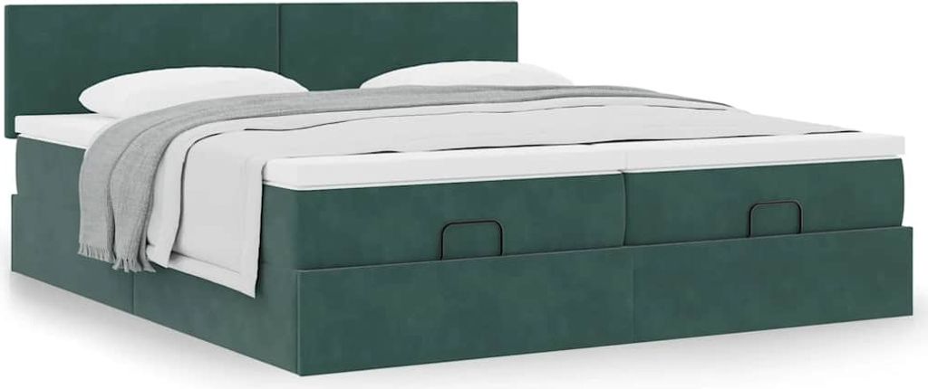 Maison Exclusive - Ottoman-Bett mit Matratzen Dunkelgrün 200x200 cm Samt