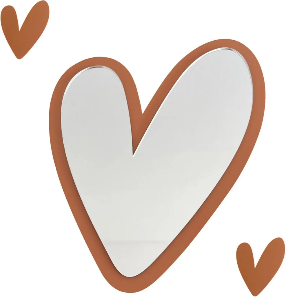 Specchio per Bambini a Cuore Infrangibile - Colore Terracotta 35x29,5 - 1