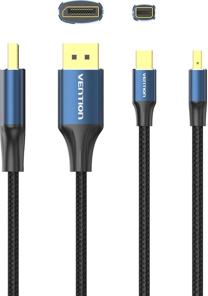 Vention Baumwolle geflochtene Mini DP Stecker zu DP Stecker 8K HD Kabel 1.5m blau Aluminiumlegierung Typ