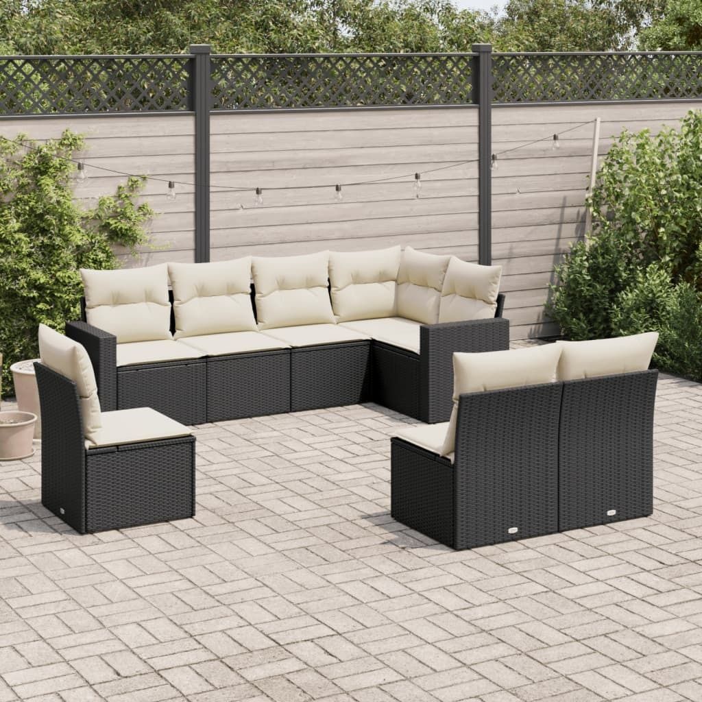 Maison Exclusive - 8-tlg. Garten-Sofagarnitur mit Kissen Schwarz Poly Rattan