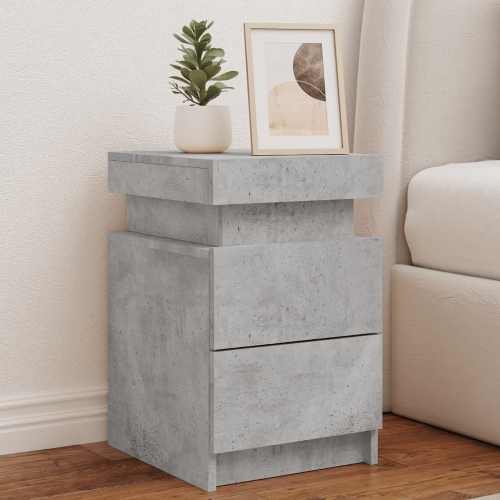 vidaXL Comodini con luci a LED, set da 2 pezzi, grigio Immagine del prodotto 