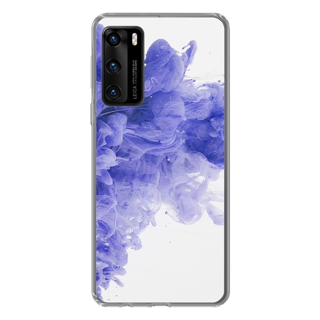 MuchoWow Handyhülle Schutzhülle Hülle für Huawei P40 Tinte - Lila - Abstrakt Silikon Softcase Handy Hülle - Handytasche