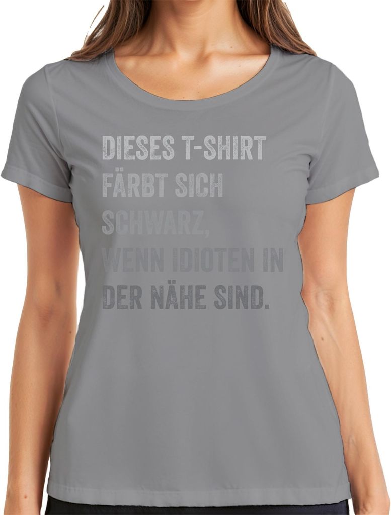 Wird schwarz wenn Idioten nah lustiges Geschenk humorvoll cool Damen T-Shirt, Grau, M