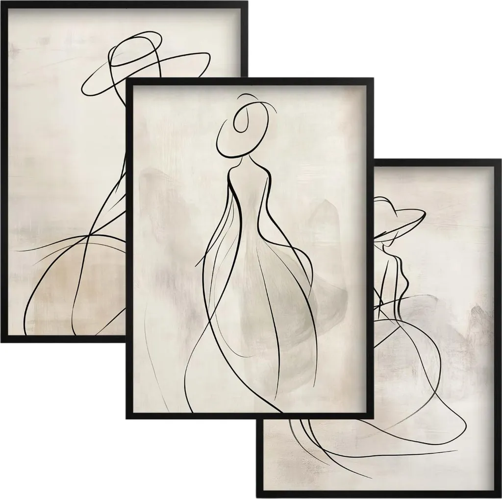 Trittico Poster Boho Chic per Casa Moderna - Quadri Donna con Cornice - 1