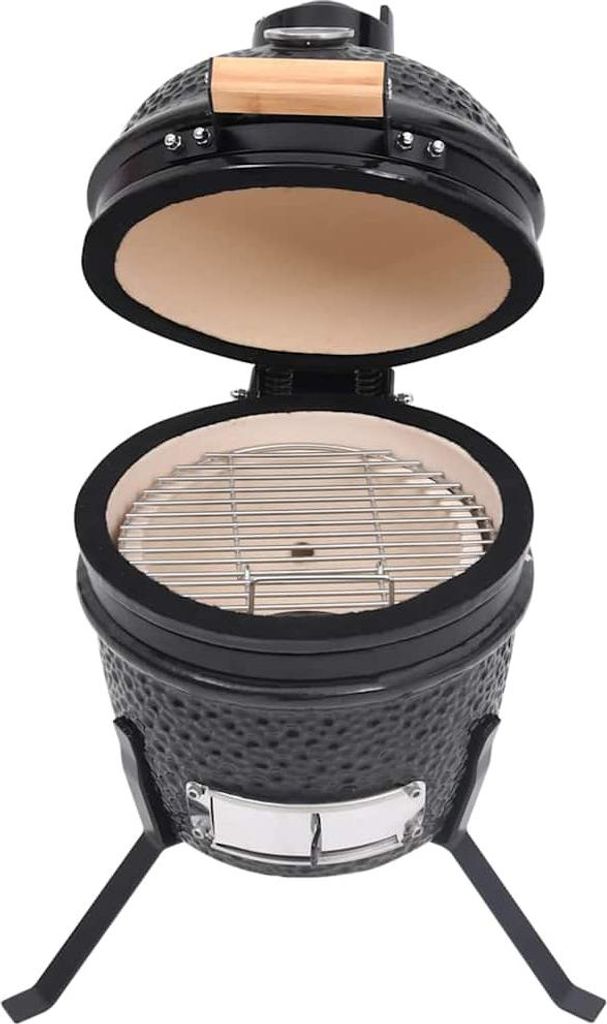 vidaXL 2-in-1 Kamado-Grill Smoker Keramik 56 cm Schwarz