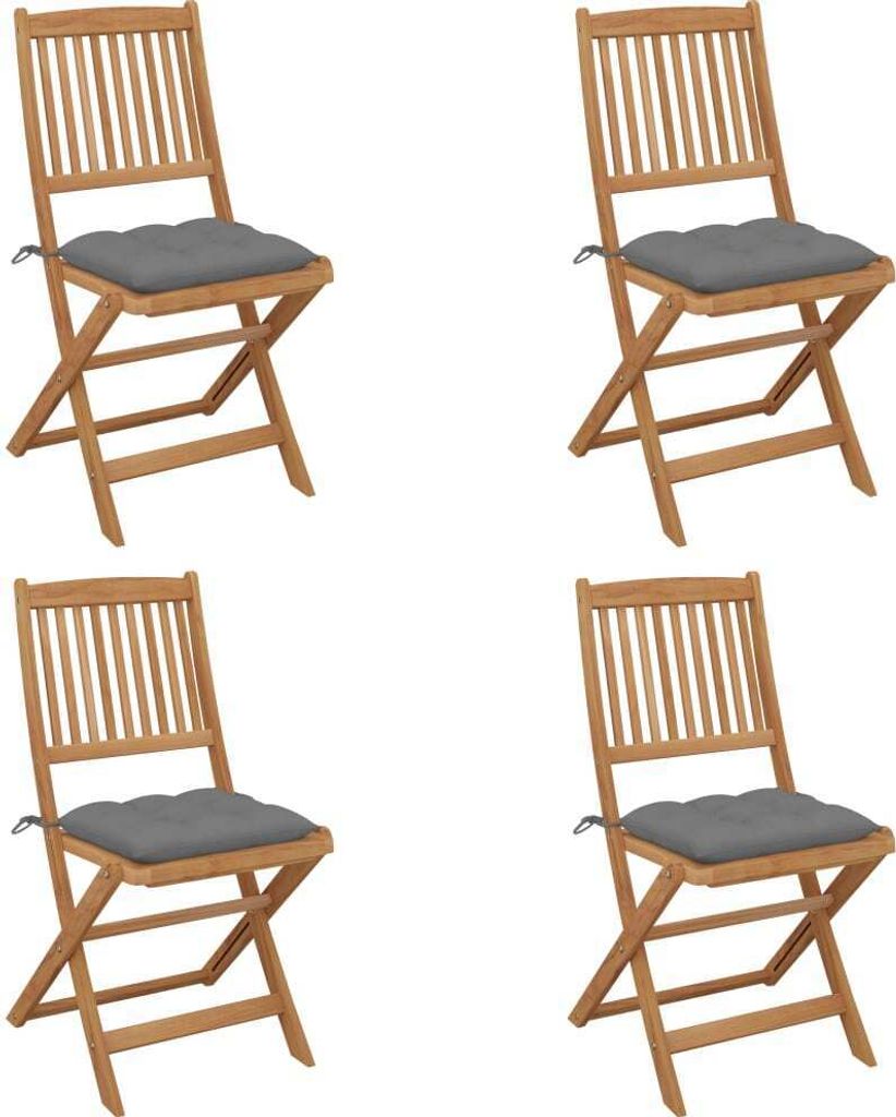 Klappbare Gartenstühle 4 Stk. mit Kissen Massivholz Akazie