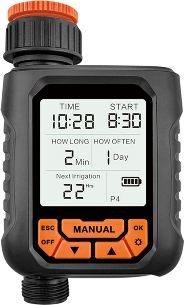 Sprinkler-Timer, Outdoor-Wasser-Timer fuer Gartenschlauch, 1 Ausgang, grosser LCD-Bildschirm, programmierbarer Bewaesserungs-Timer fuer Hof, Rasen,...