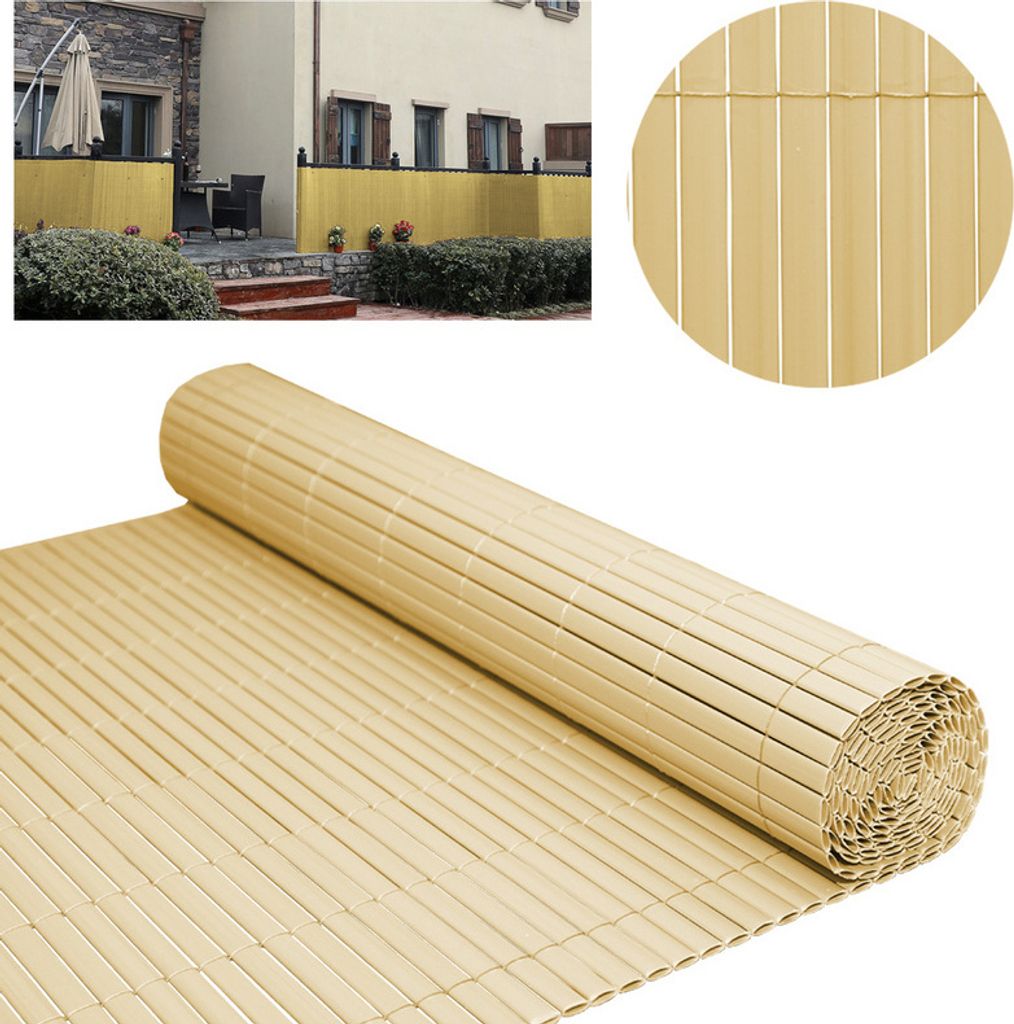 Clanmacy PVC Sichtschutzmatte Sichtschutzzaun Sichtschutz für Zaun Balkon Windschutz Bambus 100x1000cm