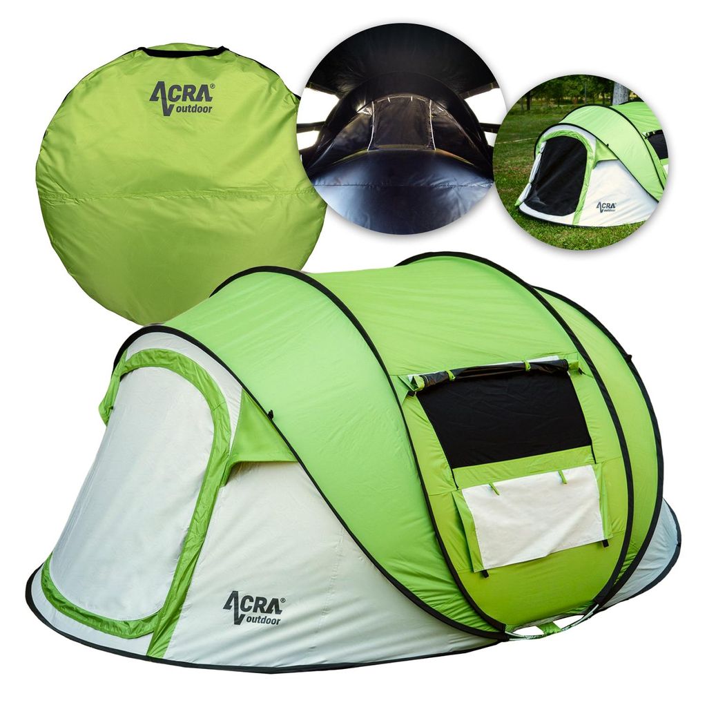 Acra Outdoor ST30 selbst faltende Zelt für 2-3 Personen/2 Sekunden - grün mit Verdunkelung
