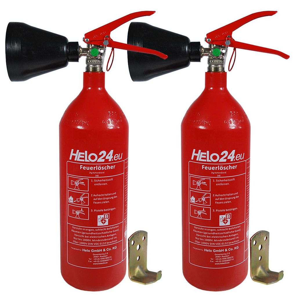 Feuerlöscher 2kg CO2 Kohlendioxid 34B Löscher mit Halterung Brandschutz 2x