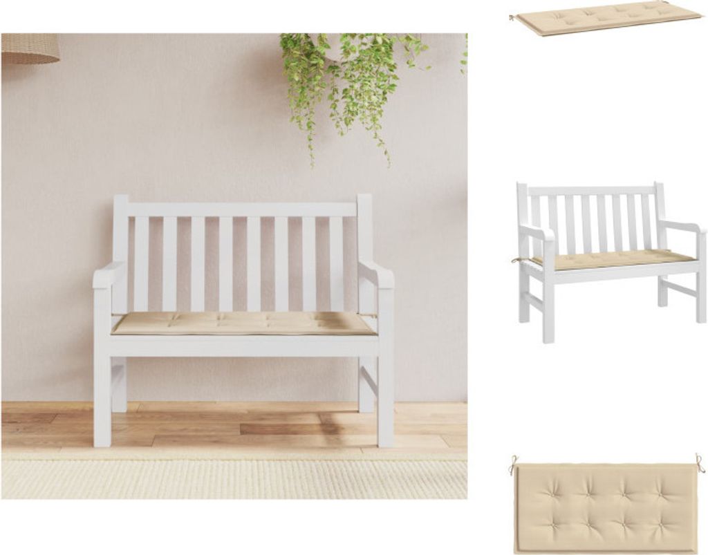 vidaXL Gartenbank-Auflage Beige 100x50x3 cm Oxford-Gewebe - Sitzpolster