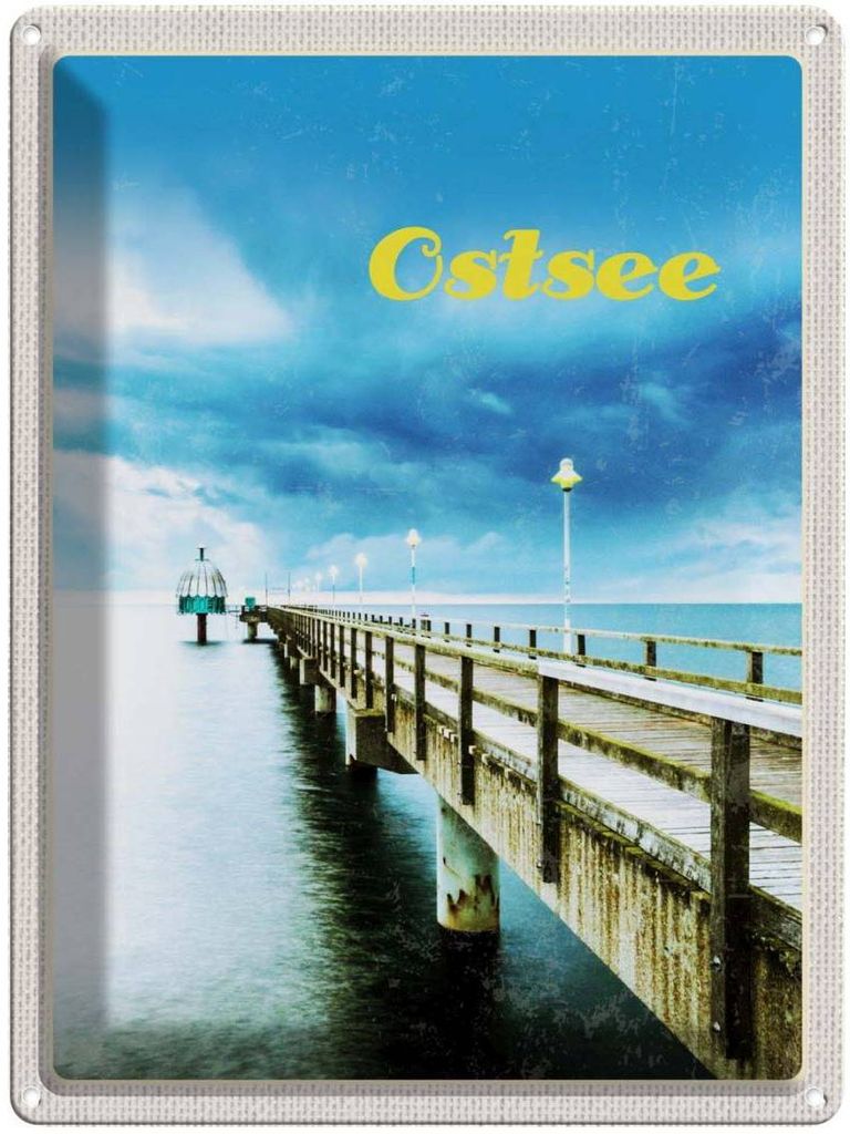 vianmo Blechschild 40x30 cm Ostsee Deutschland Urlaub Gehweg Meer Strand Bildmotiv Reisemotiv Abenteuer Reisen Europa