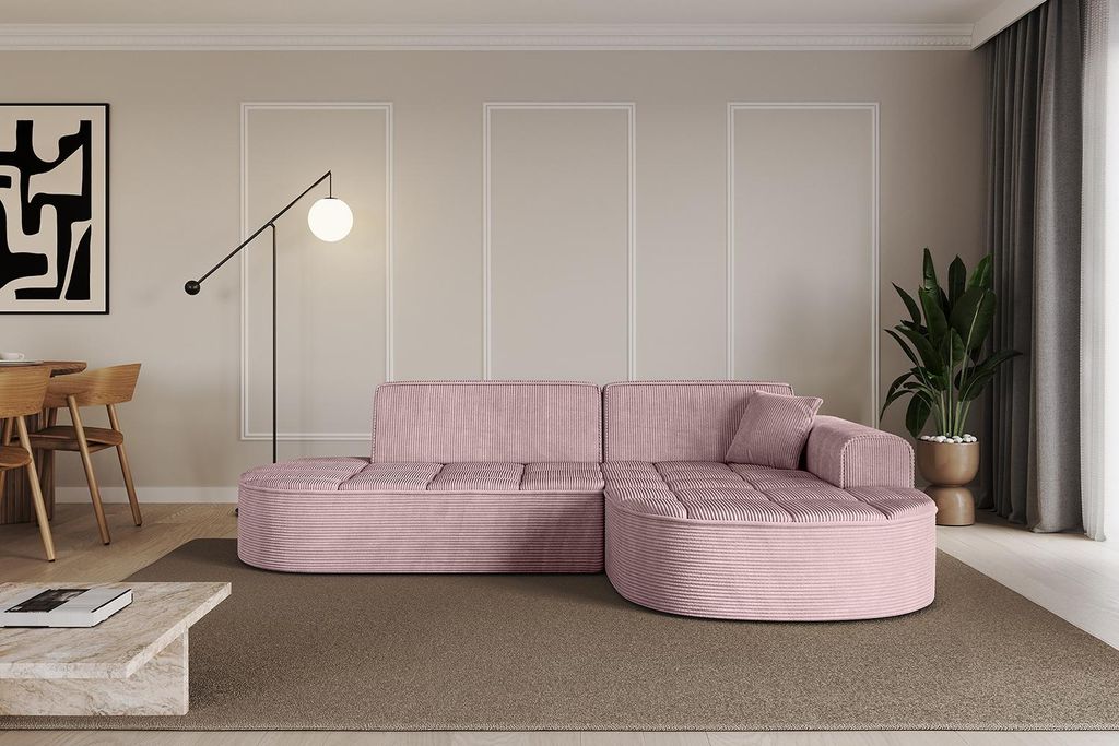 ALTDECOR Ecksofa in L- Form TARO-L1 - 243x171x79,5 cm Rosa - Corner Sofa Bett Eckcouch Couch Wohnlandschaft Cauchsofa