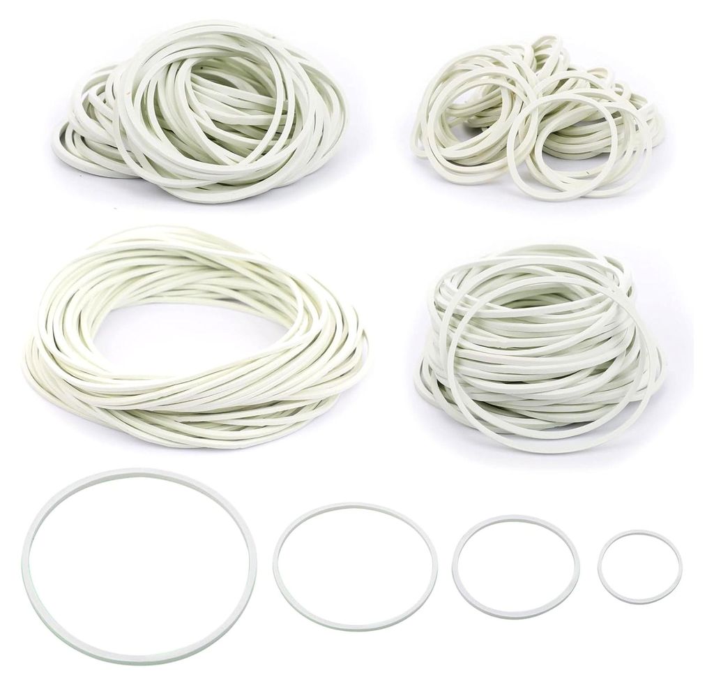 Gummibänder Weiß 200 Stück Haushaltsgummis Verschiedene Größen 25/38/50/70 mm für Haushalt, Stifte, Katapulte, Rechnungen, Bankpapier, Bürob...