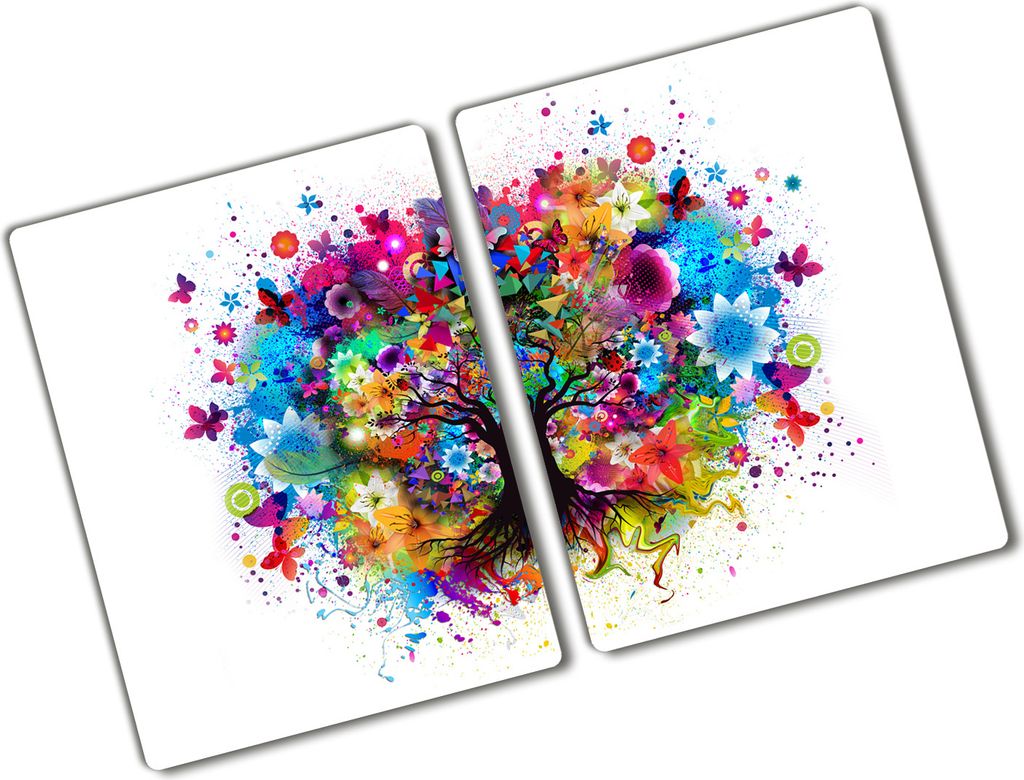 Tulup Glas Herdabdeckplatte - 2x40x52 cm - Glaskeramikkochfeld-Abdeckung Spritzschutz Glasabdeckplatte Kochplattenabdeckung und Schneidebrett - Zwe...