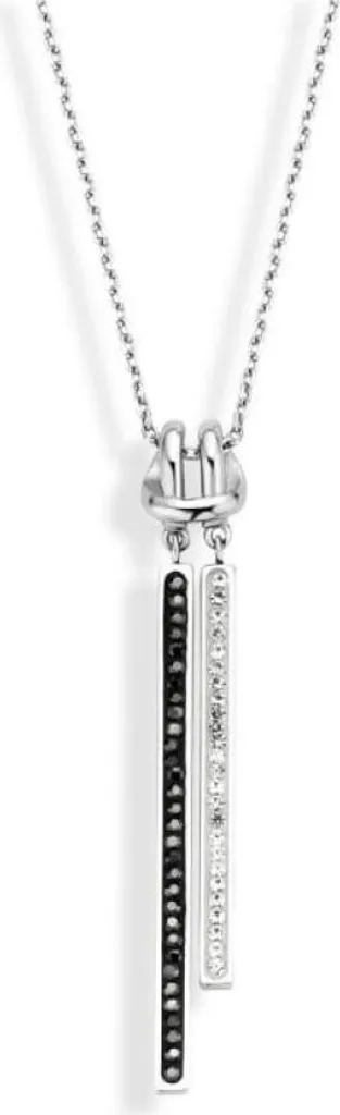 Victoria Collana Pietra Nera e Bianca Argento - Eleganza Vintage