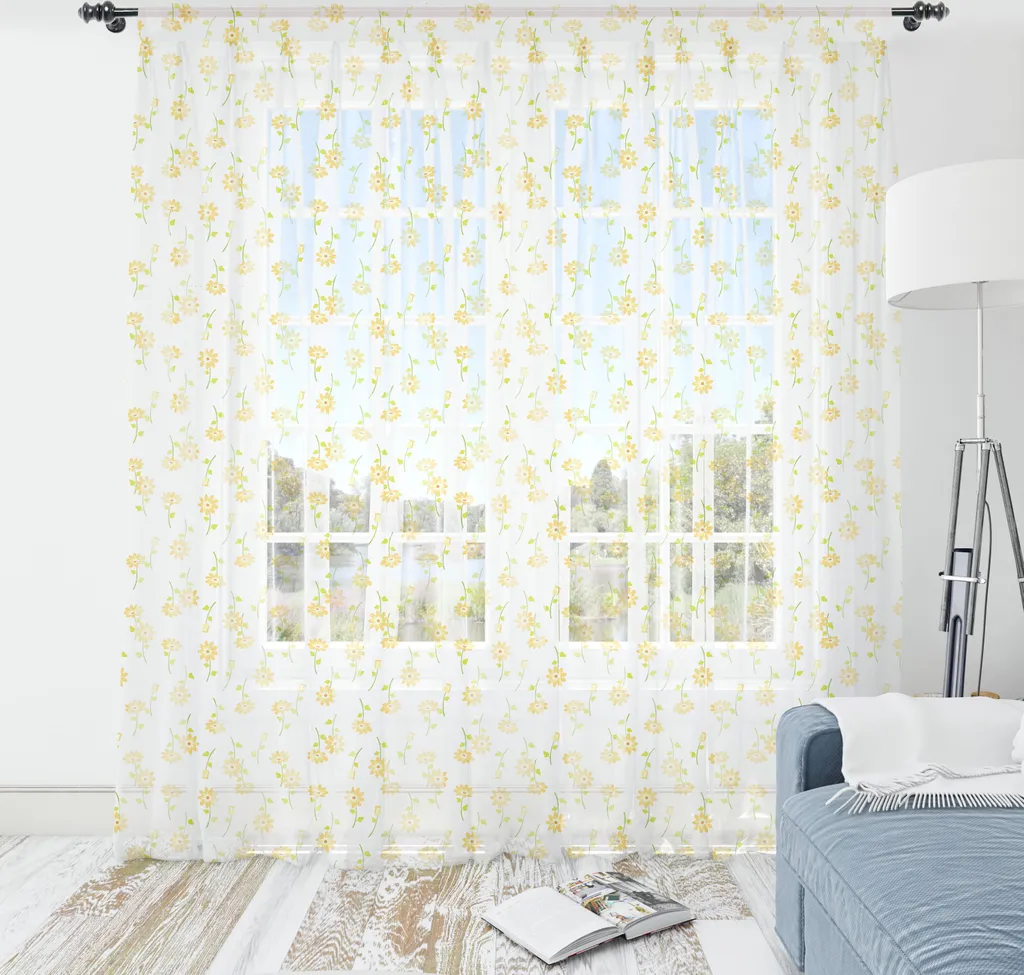 ABAKUHAUS Arazzo floreale, Motivo romantico ed energico con tulipani primaverili, Arazzo in raso setoso per soggiorno e camera da letto, 160 cm x 274 cm, giallo senape e verde