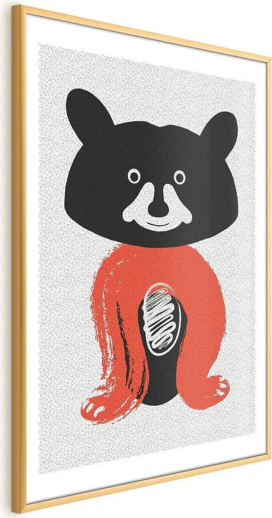 Poster Animali Simpatici - Procione 60x90 Cornice Oro per Cameretta