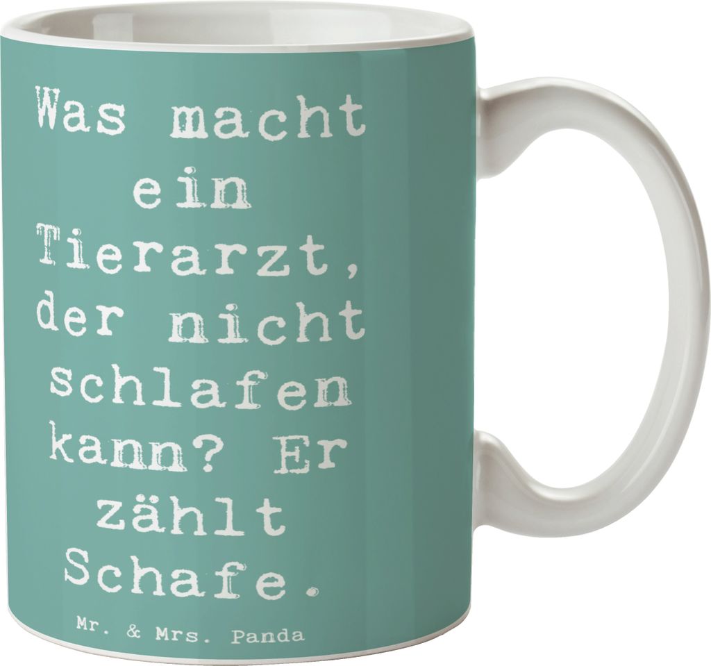 Mr. & Mrs. Panda Kaffeetasse Spruch Tierarzt Schafzählen - Meeresbrise - Geschenk, Veterinär, Kaffeepott, Berufsgestaltung, Tasse, Becher, liebev...