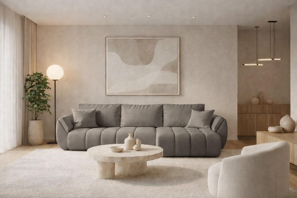 Kaiser Möbel Ecksofa mit schlaffunktion und bettkasten TOKYO PREMIUM, stoff WIND, Braungrau, Rechts