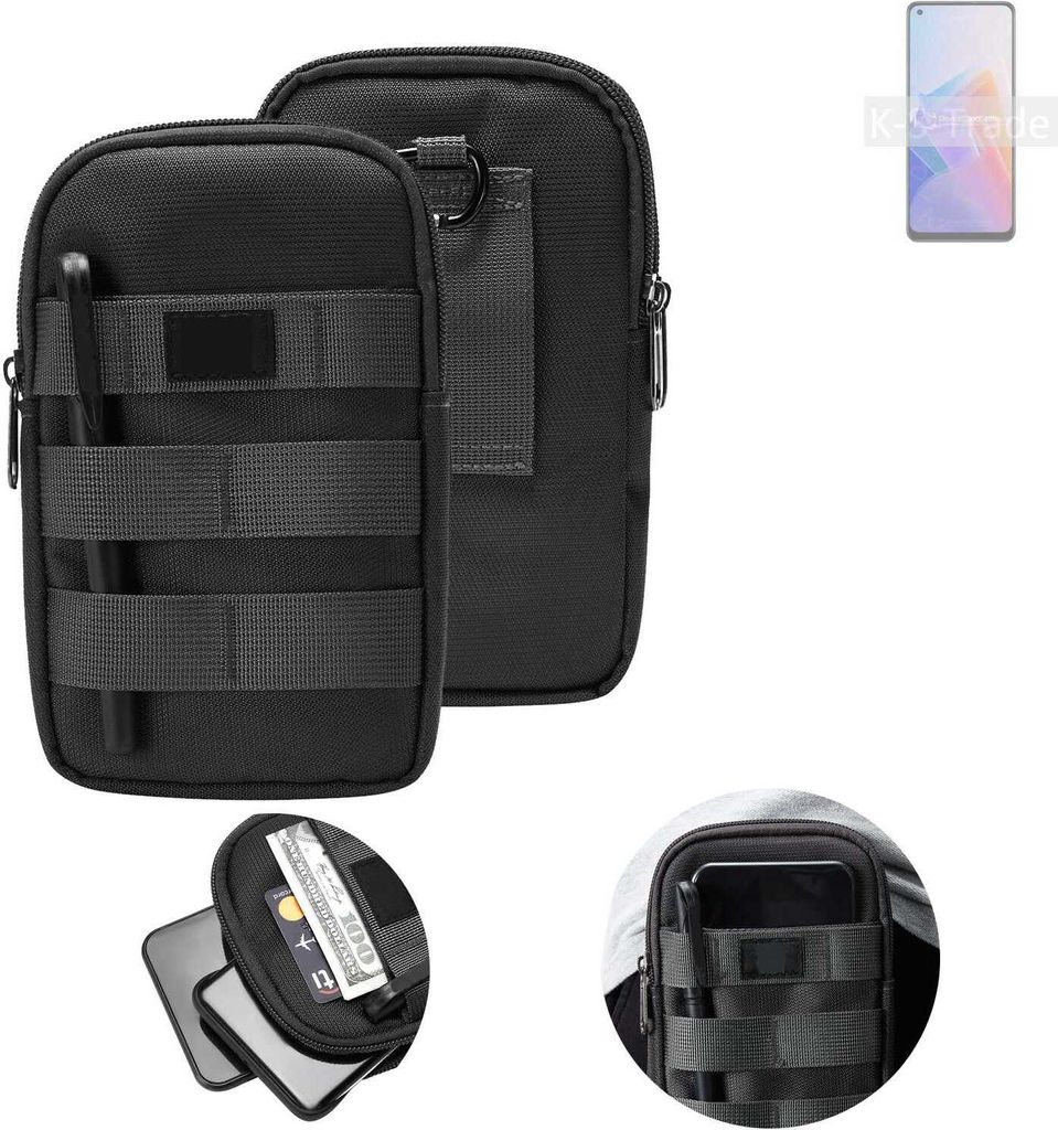K-S-Trade Holster Gürtel Tasche kompatibel mit Oppo Reno7 Lite 5G Handy Tasche Schutz Hülle dunkel-grau viele Fächer, 1x