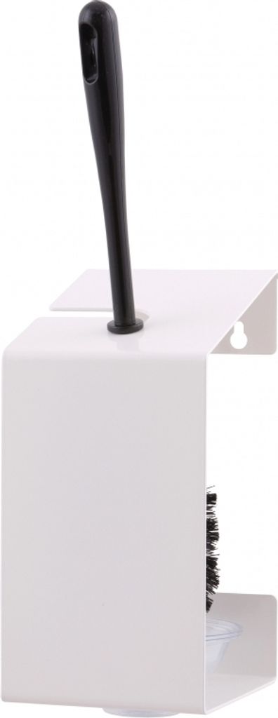 MediQo-line WC-Bürstenhalter in Weiß oder Edelstahl zur Wandmontage inkl. Schwarz-Weißer Bürste, Farbe:Edelstahl. Anti-Fingerprint-Beschichtung