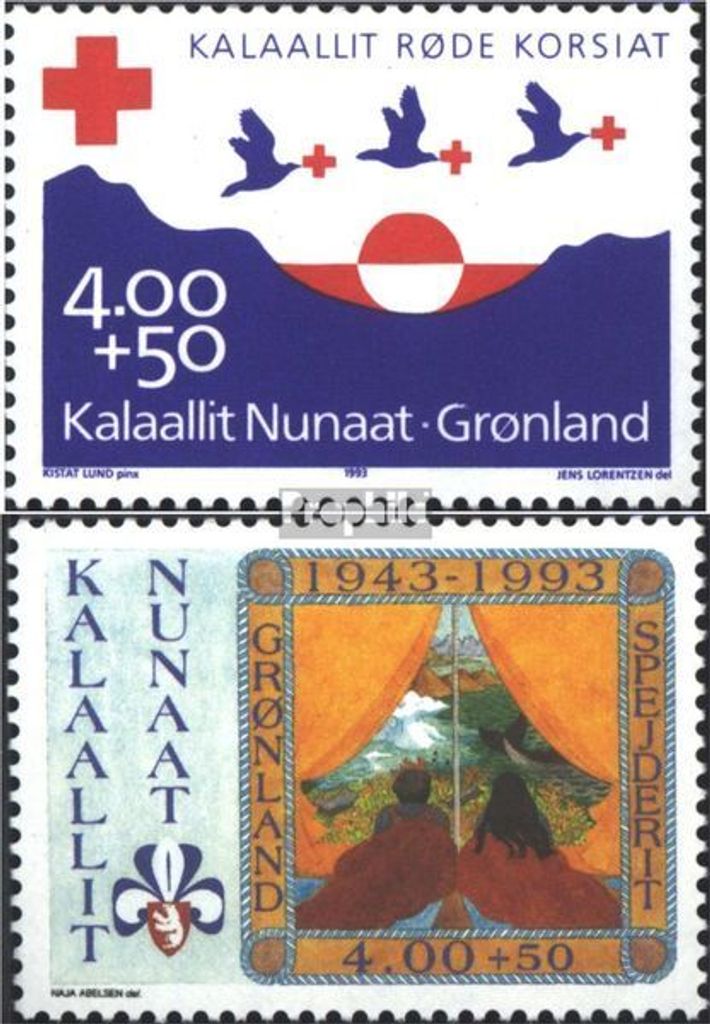 Briefmarken Dänemark - Grönland 1993 Mi 236-237 (kompl.Ausg.) postfrisch Rotes Kreuz