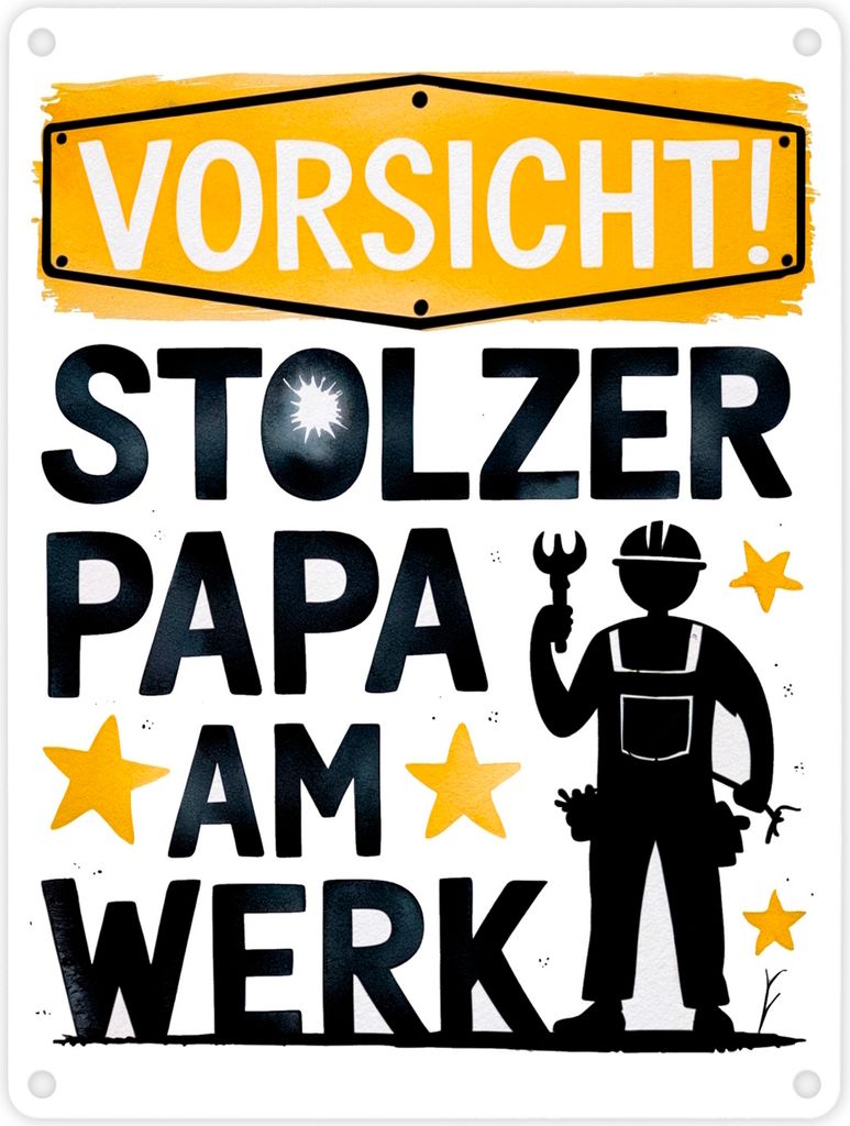Vorsicht! Stolzer Papa am Werk Metallschild in 15x20 cm