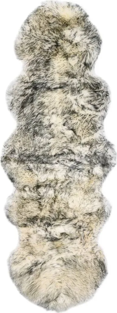 Tapis Peau de Mouton 60x180 cm Gris Foncé Mélange - Déco Douceur