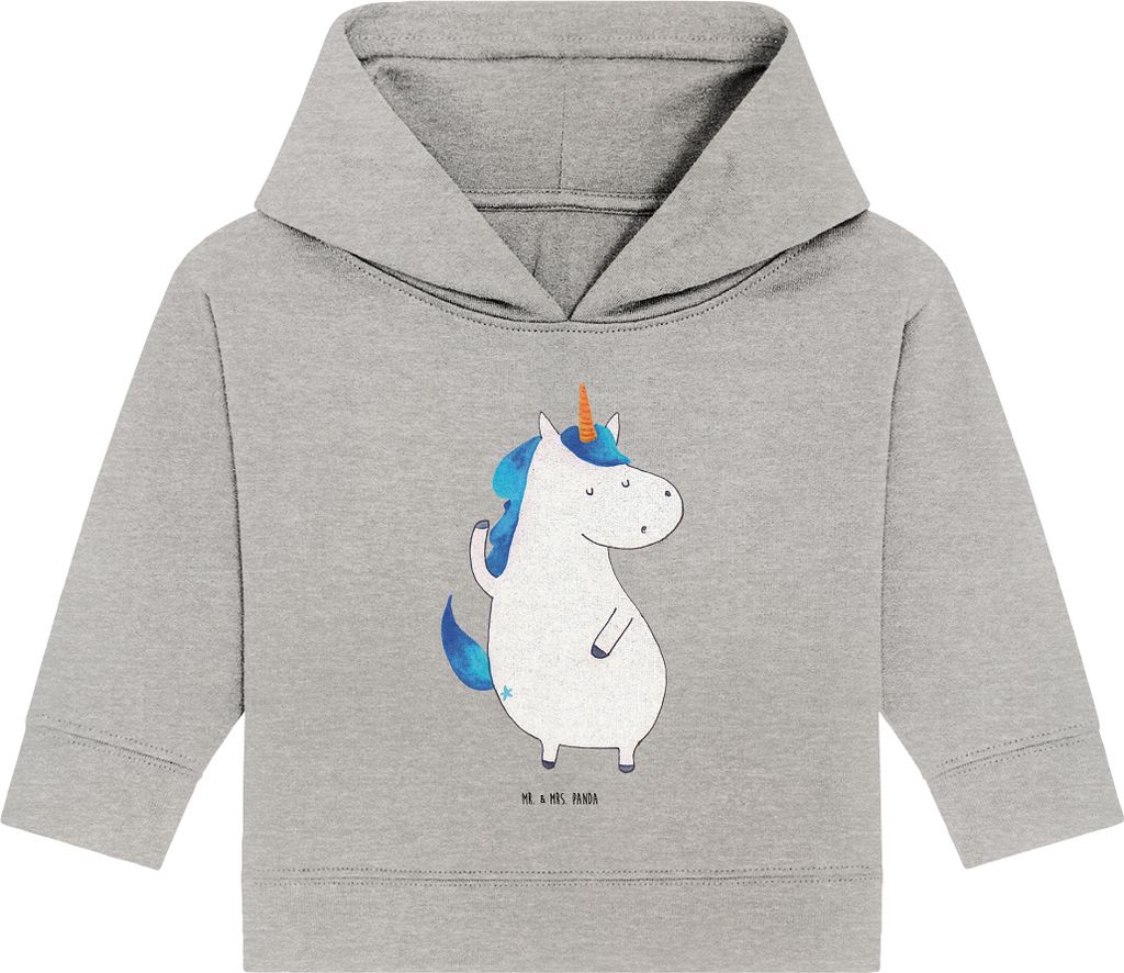 Mr. & Mrs. Panda Organic Baby Hoodie Einhorn Mann 24. - 36. Monat - Heather Grey - Geschenk, Familie, Unicorn, BFF, Beste, Kapuzenshirt, Party, Kap...