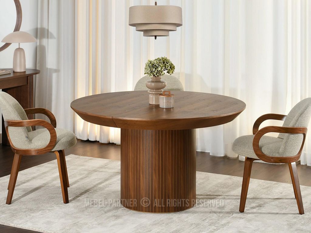 Runder Ausziehtisch 130 (180) x 130 cm, Eberesche - Walnuss