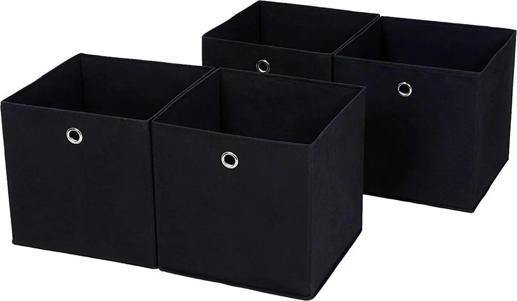 Boîtes de rangement noires résistantes Lot de 4 avec poignées intégrées
