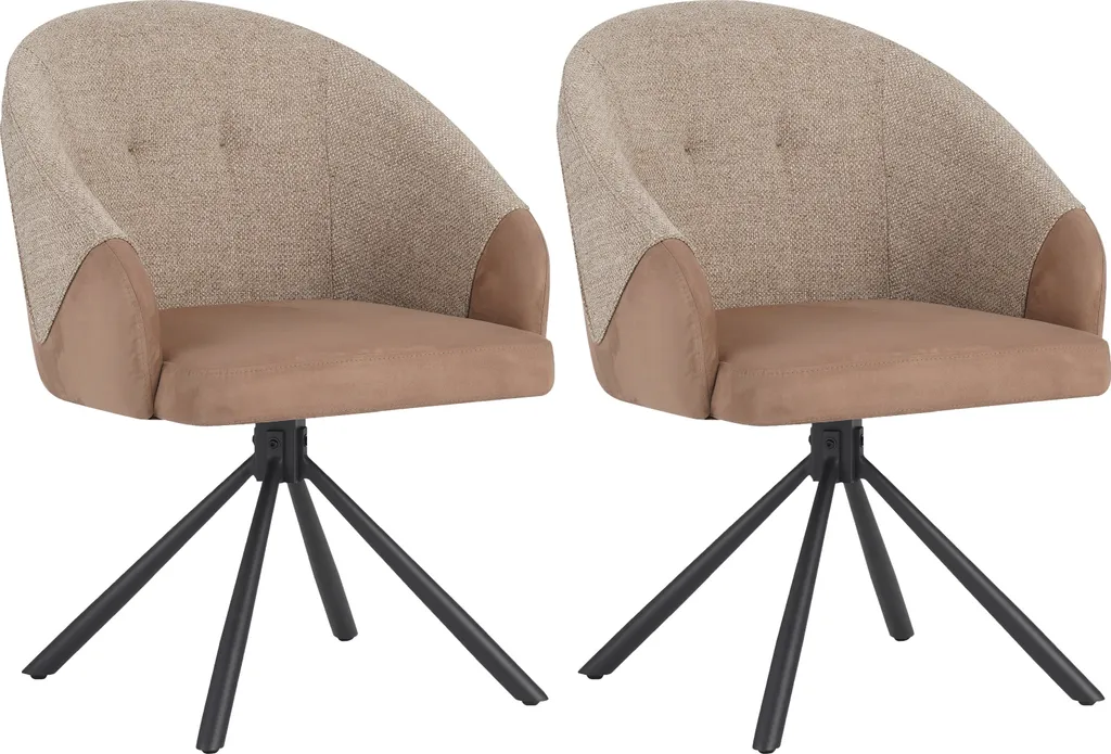 Chaise Rembourrée NITRO Pivotante 120kg, Lot de 2 Design Marron et Beige