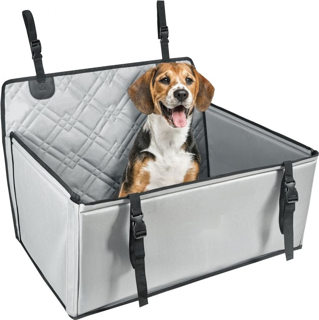 Hunde Autositz für Rückbank - 22 kg - 750x580x500 mm - Grau - Sicherer Hundetransport im Auto - Hochwertiger Rücksitz-Hundeschutz