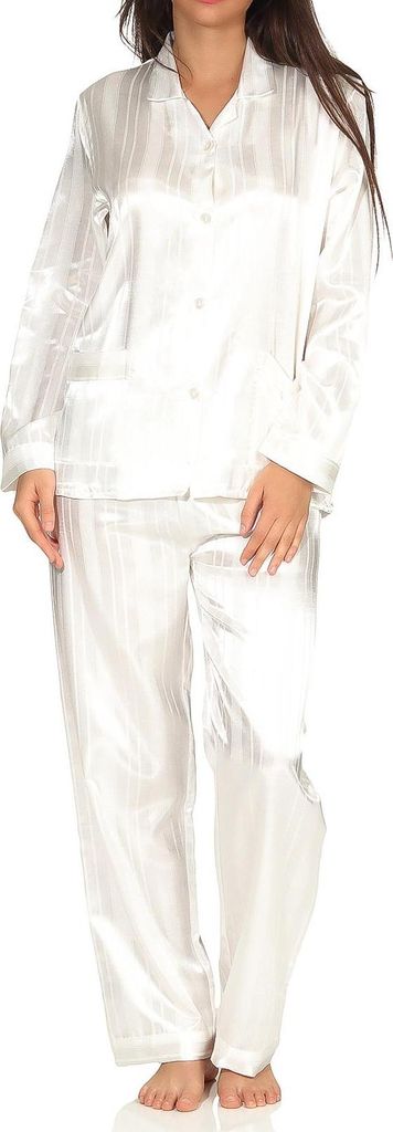Satin Pyjama Streifendessin - innen angeraut 251 201 94 010 ; Champagner , 52/54