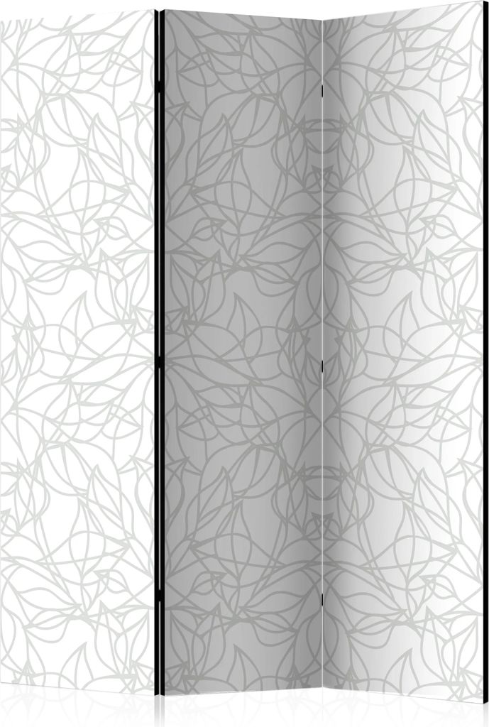 Obojstranný paraván Kvety 135x172 cm 3-dielny biely Obrázok produktu 