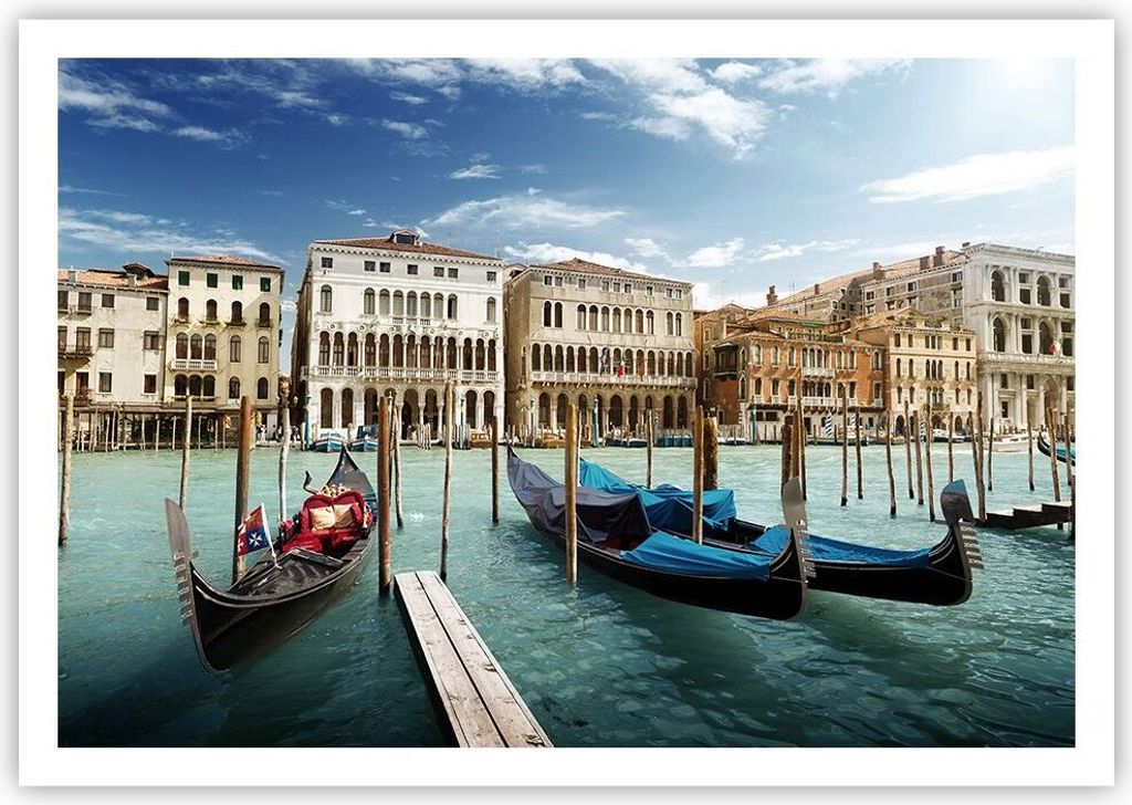 Poster - Poster ohne Rahmen - Architektur venedig italien gondel - 100x70 cm - Wand Bild - Wanddeko - Wandbilder - Kunstposter - Wandposter - Bilde...