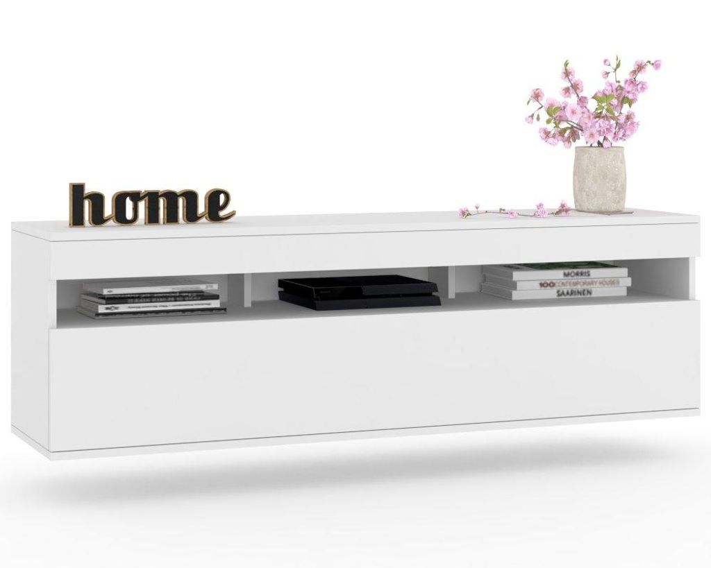 Fernsehschrank TV-Lowboard PLAY HÄNGEND Weiß Matt/Weiß Matt Produktbild 