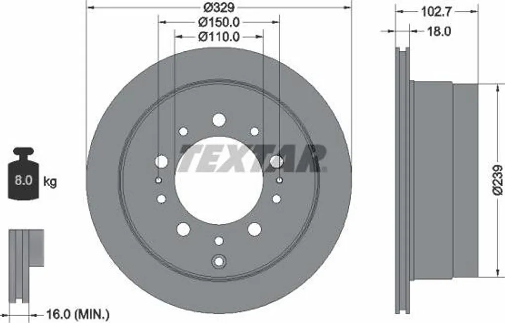 Disque de Frein pour Land Cruiser et LX - Sécurité Maximale Textar 92172803