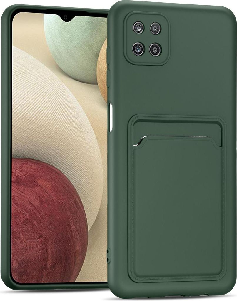Handyhülle für Samsung Galaxy A22 5G Hülle Silikon Case Schutzhülle mit Kartenfach Slim Cover, Grün