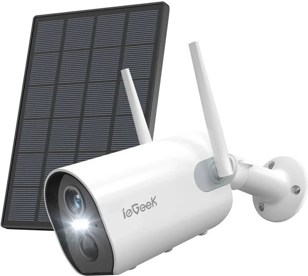 Caméra Extérieur Sans Fil Solaire 2K ieGeek - Kit de Sécurité WiFi PIR