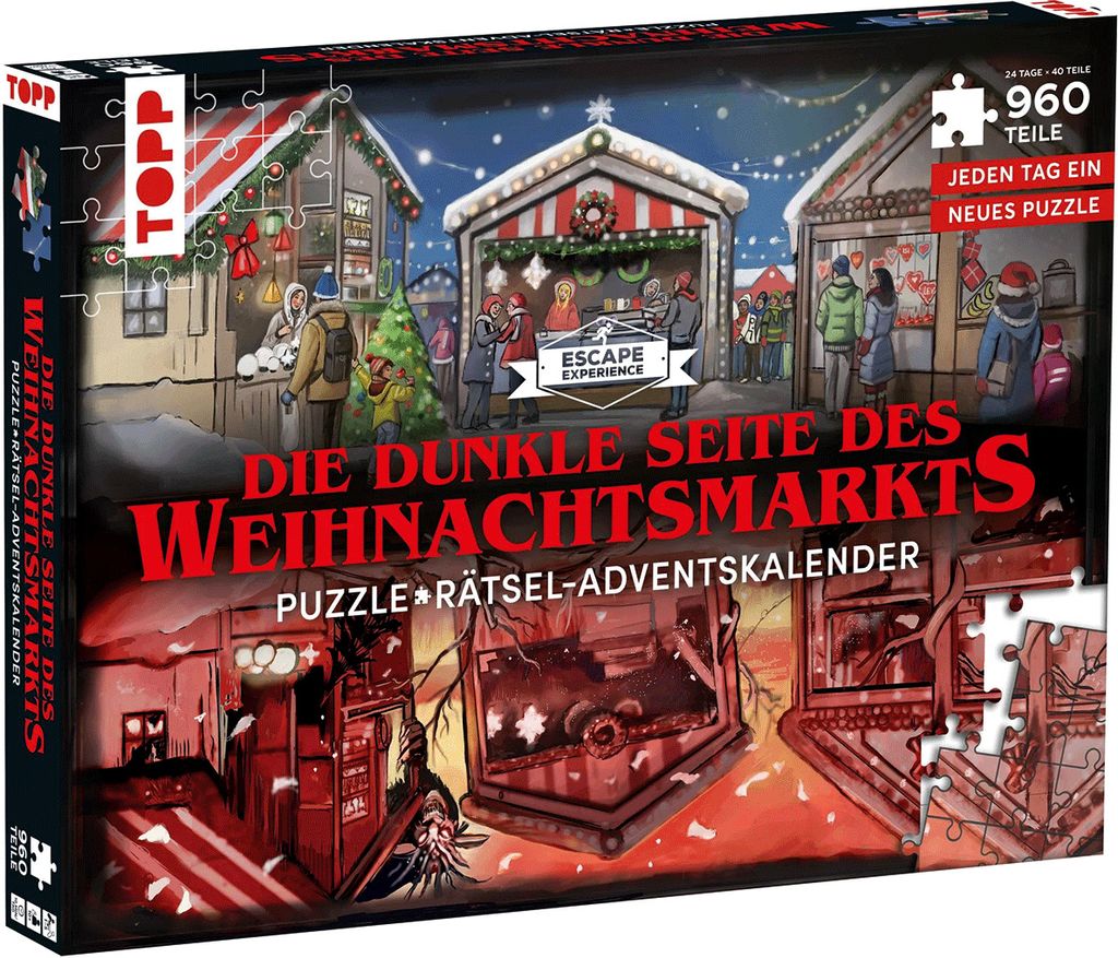 Puzzle-Rätsel-Adventskalender: Die dunkle Seite des Weihnachtsmarkts - 24 Puzzles mit insgesamt 960 Teilen