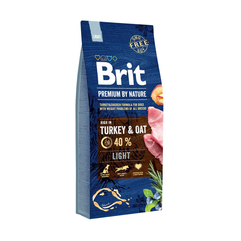 A bag of dog food with images of ingredients and product information.