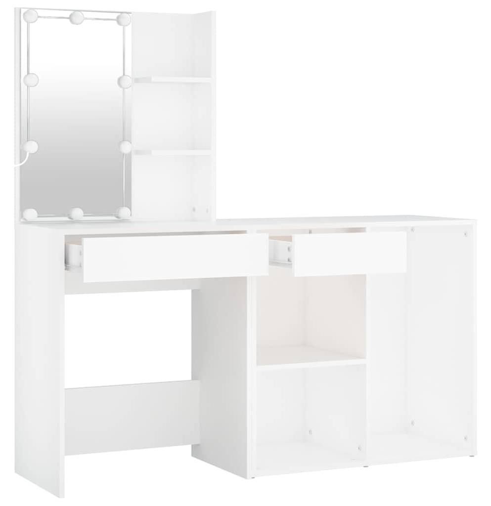 vidaXL LED-make-up tafel met kast, wit, houtvezel Productafbeelding 