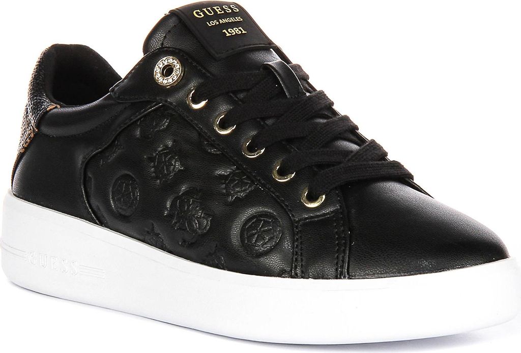 Guess Ronii 4G Pfingstrose Logo in Schwarz Braun für Damen – 3 UK - 36 EU - 5.5 US / Black Brown